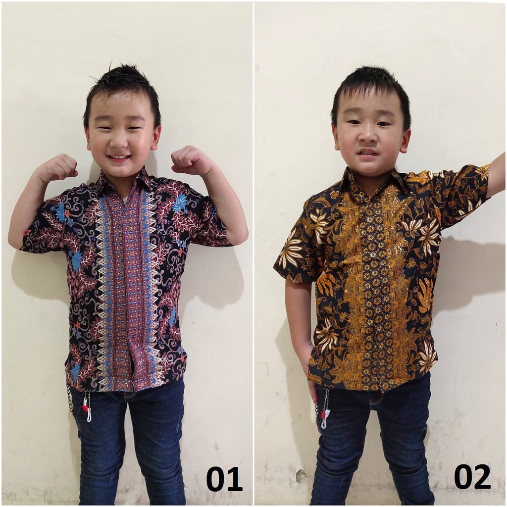 SB Collection Atasan Kemeja Jostina Lengan Pendek Batik Anak Laki-laki