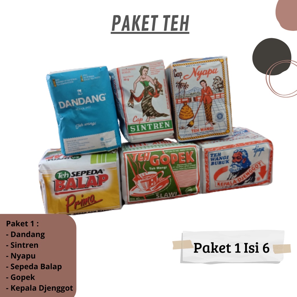 

Paket 6 Teh Kombinasi Enak Dandang , Sintren , Nyapu , Balap , Gopek , Djenggot Khas Solo