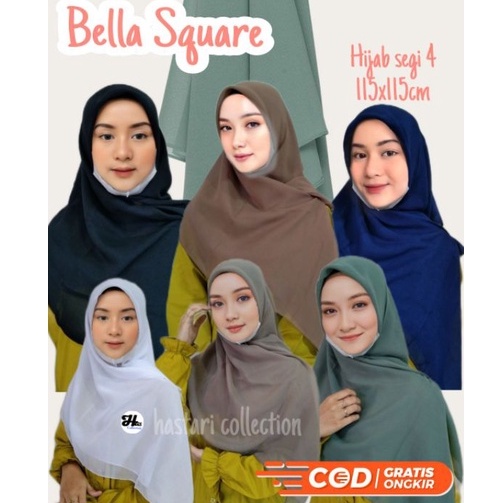 JILBAB KERUDUNG Bella Square Hijab Segi Empat  BEST SELLER