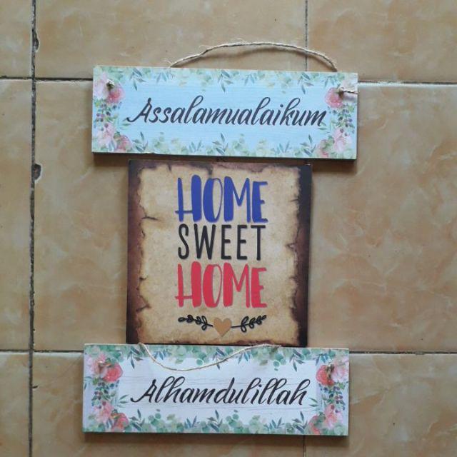 Wall Decor Home Family 20x20cm Pajangan Dinding Hiasan Dinding Poster Kayu Shabby Chic