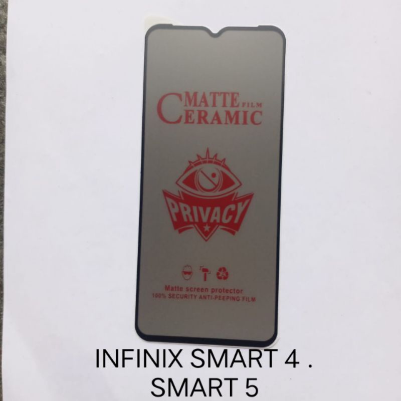 Tempered glass SPY infinix Smart 5 / X657 / Hot 10 LITE . Smart 4 / X653 . Hot 8 / Hot 8 LITE Glass Privacy anti gores kaca spy screen guard pelindung layar