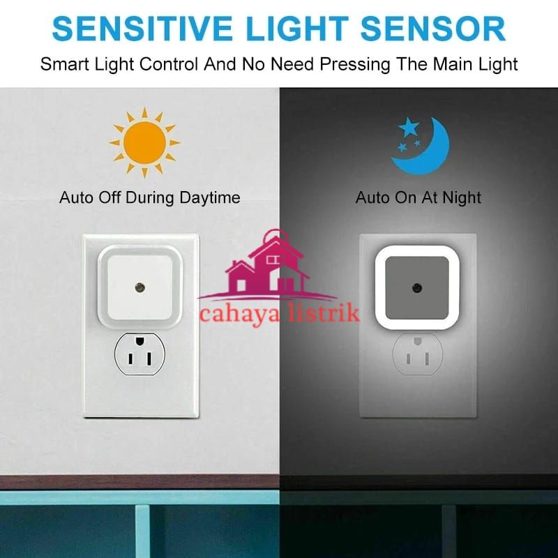 Lampu Tidur Night / Sleep Mini Lamp Dekorasi Hias KOTAK LED Otomatis Sensor Cahaya ECER GROSIR MURAH