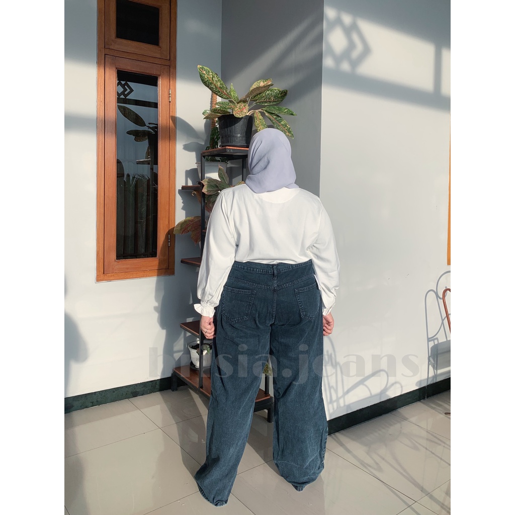 BRISIA JEANS - WENDY Boyfriend Jeans JUMBO - Snow Black - Black Size 34-38 / Loose Jeans BIGSIZE