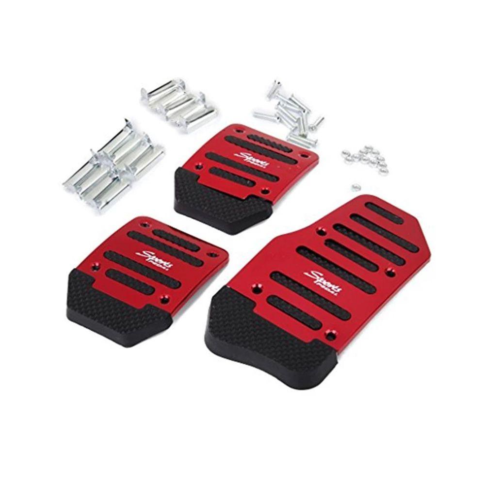 Lanfy Cover Pedal Mobil Universal Aksesoris Auto Merah/Biru/Silver Aluminium Transmisi Otomatis Brake Pad Cover