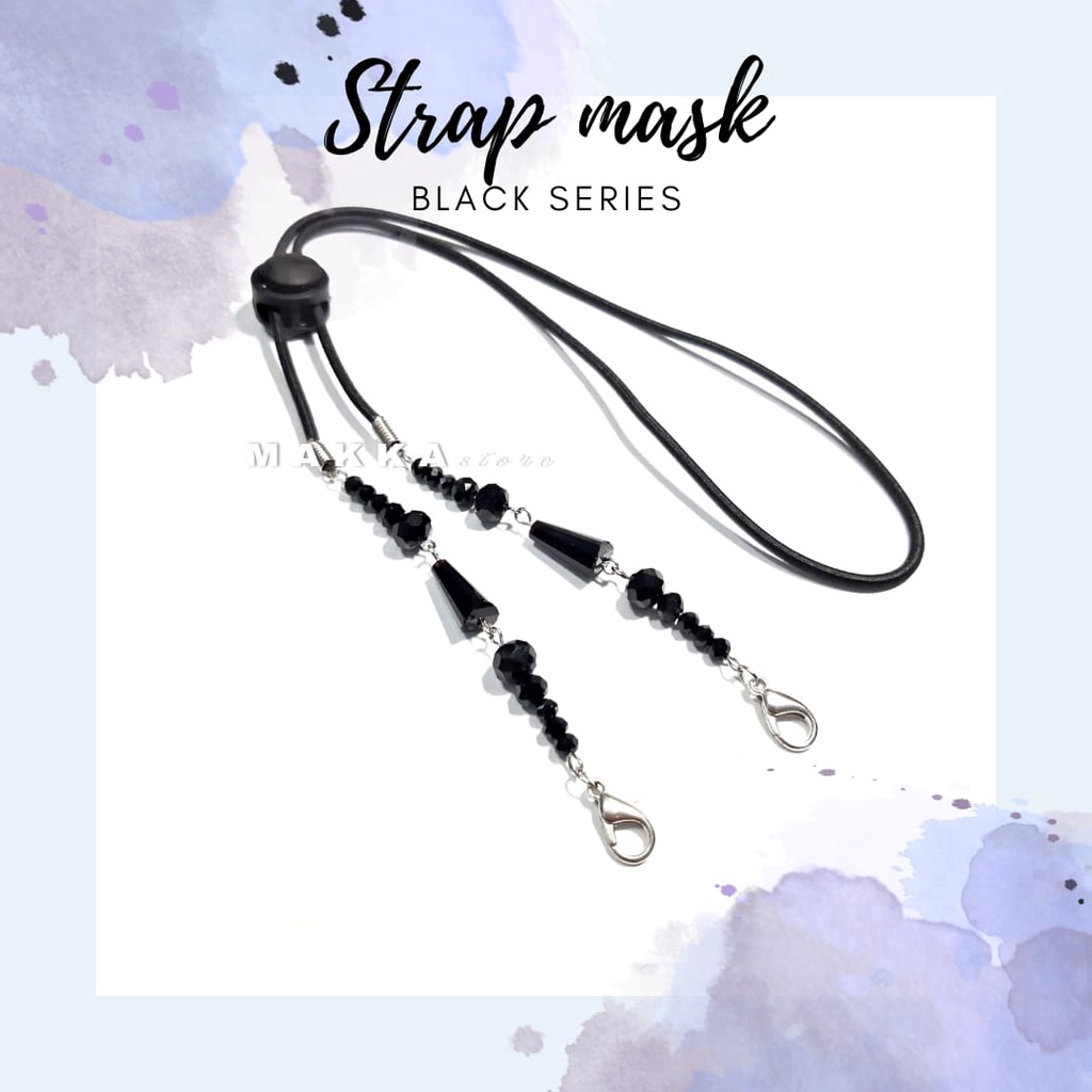 Strap Masker BLACK SERIES/ Konektor Masker/ Kalung Masker/ Tali Masker Hijab / Strap Masker 2 in 1 /