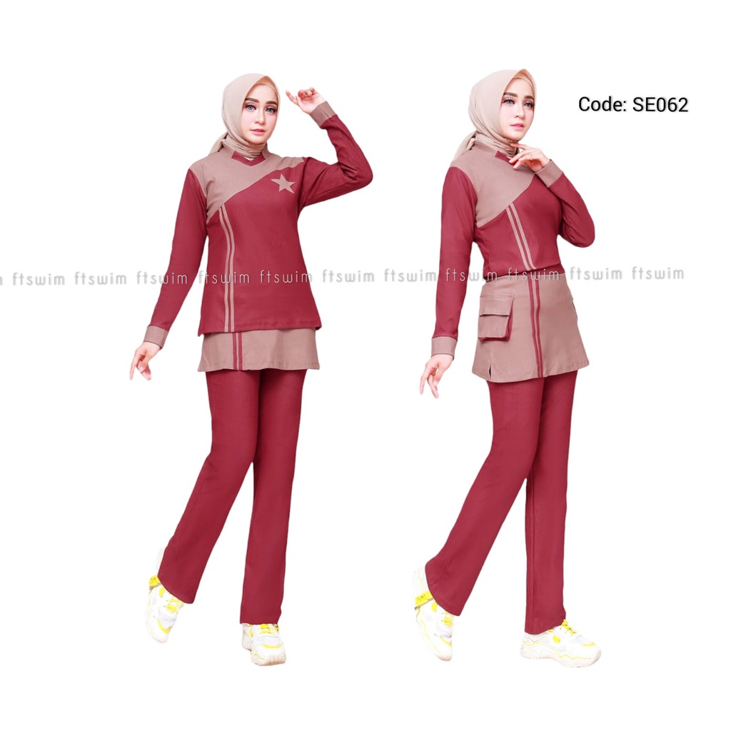 BAHAN BERKUALITAS STELAN SENAM WANITA DEWASA BAJU OLAHRAGA PEREMPUAN PAKAIAN SENAM CEWEK BAJU