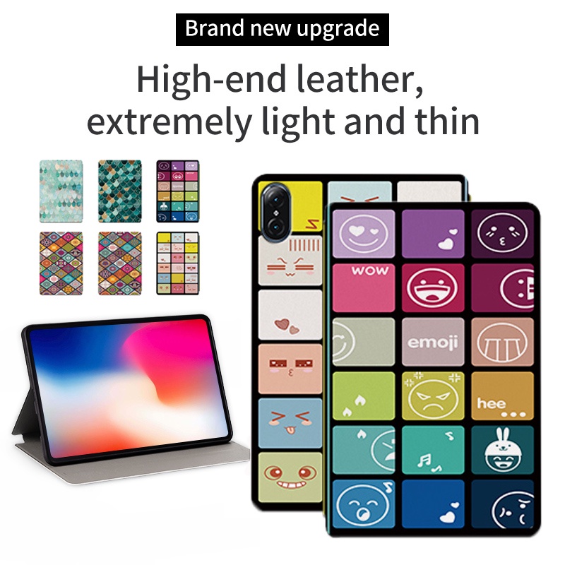 Untuk Honor Tablet V7 Pro 11.0 &quot;(2021) Honor Tab7 10.1&quot; AGM3-W09HN Tablet Flip Leather Case Fashion Fancy Color Lattice Series Stand Cover Casing