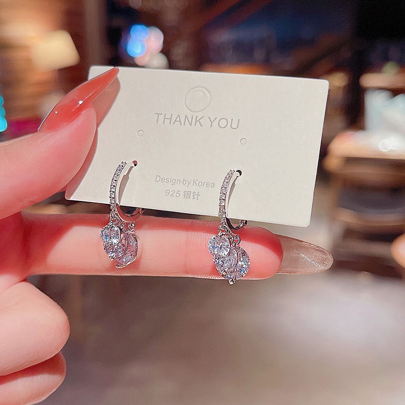 Anting S925 Silver Needle Liontin Zirkon Untuk Perhiasan Telinga