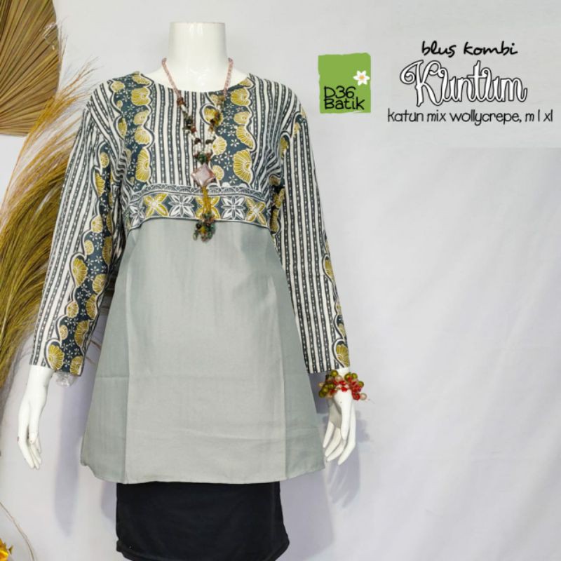 Blus Kombi Kuntum atasan batik wanita modern kasual modern