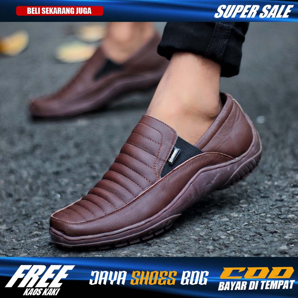 Sepatu Kasual Slip On Pria Original CVNY Kulit Asli  Sepatu Kerja Casual Premium Terbaru Terlaris