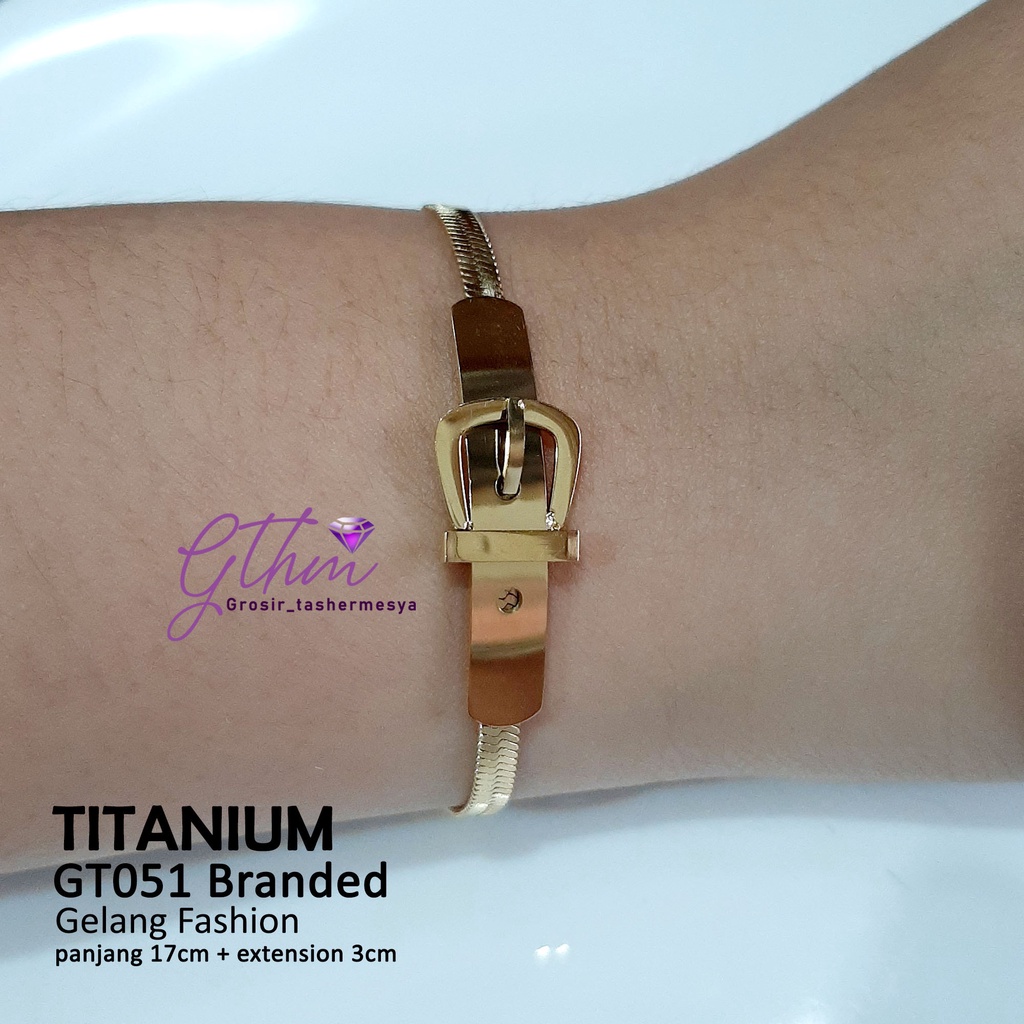 Gelang Titanium Branded H Belt Perhiasan Fashion Import Premium GT055 GTHM