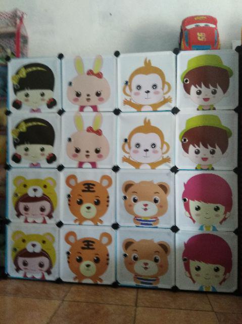 Lemari Pakaian Plastik Rak Serbaguna Susun Lemari Baju Anak 16pintu/susun/kotak