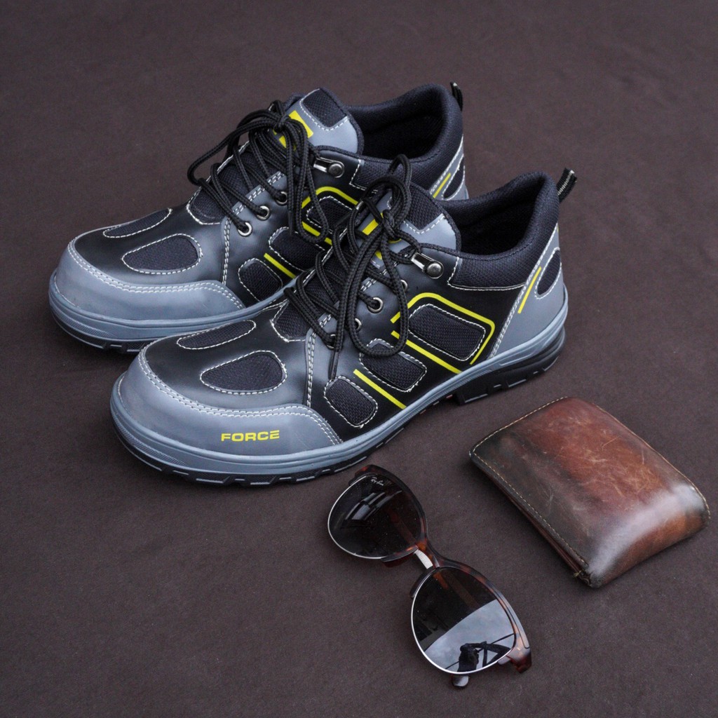 Black Force Elder Hitam - Sepatu Boots Pendek Safety Ujung Besi Bikers Hiking Gunung Kerja Laki -COD