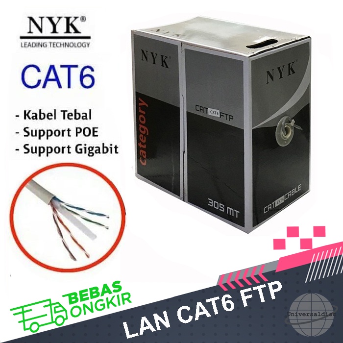 Kabel LAN FTP CAT 6 NYK 305M High Quality Cable LAN CAT6 305 meter