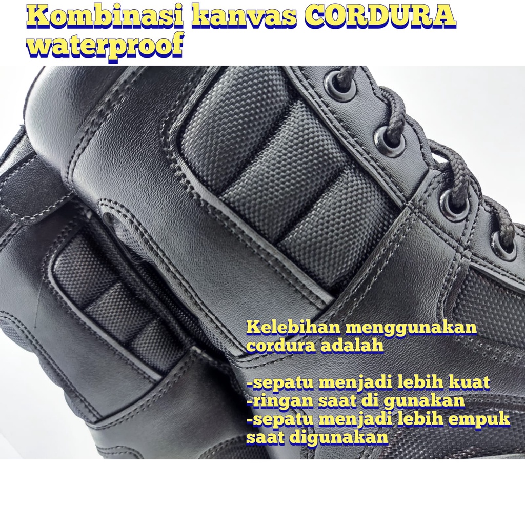 SEPATU PDL TNI POLRI OUTSOLE RADIAL NINJA KOMANDO HITAM DOFF KOMBINASI KANVAS CORDURA TERLARIS!