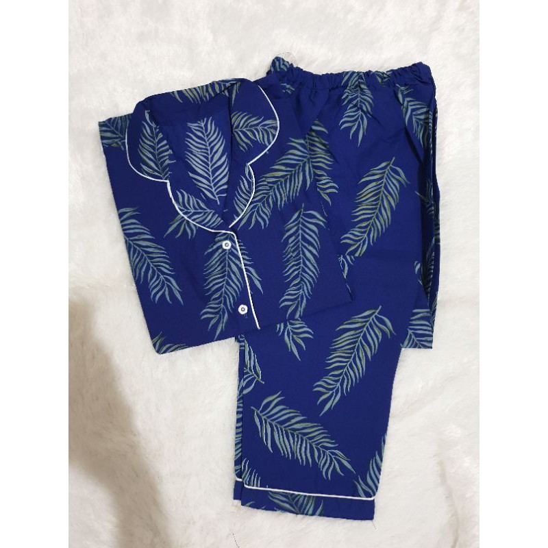 Baju Tidur Piyama Wanita Cewek Pajamas Dewasa Katun Motif Mocca Daun CP / PP / HP