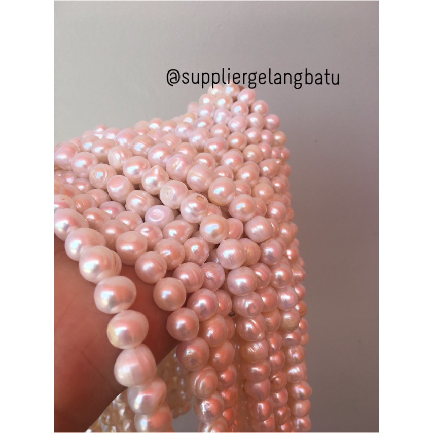 Bahan Aksesoris Mutiara Air Tawar Barok / Baroque 8 x 12mm Bulat pearl beads craft aksesoris bahan