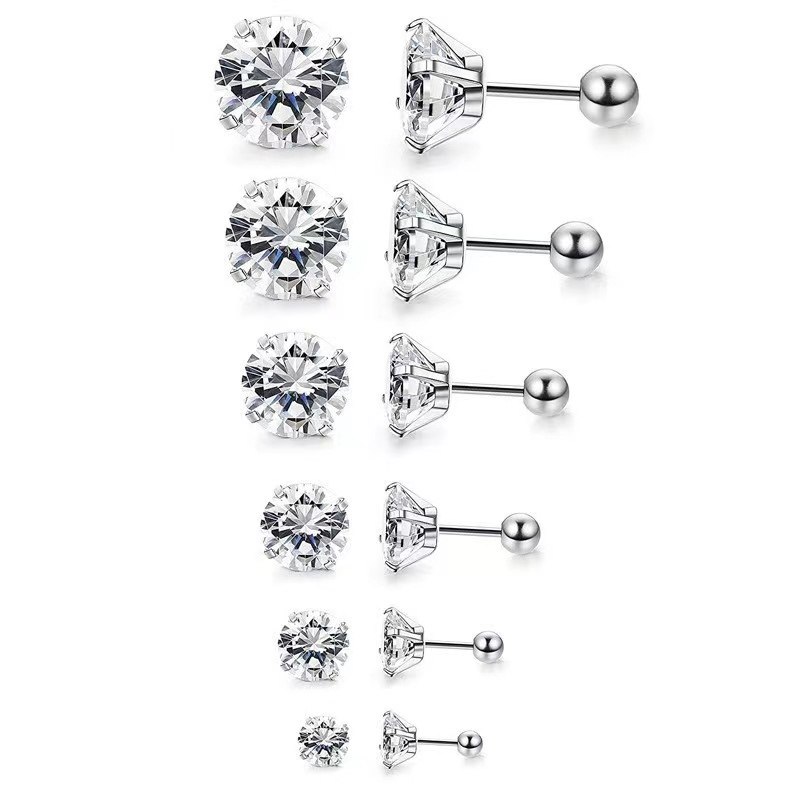 Anting Stud Bahan S925 Sterling Silver Ukuran 3 / 4mm Untuk Pemakaian Sehari-Hari