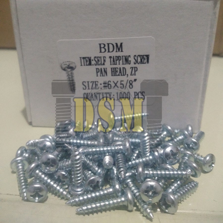 (100 PCS) Sekrup PH #6x5/8&quot; / Self Tapping Screw P+AB (1,5 CM)