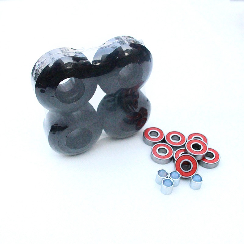 4pcs Roda Skateboard ABEC-9 Bearings Bahan PU Warna Hitam Ukuran 52mm X 30mm 100A