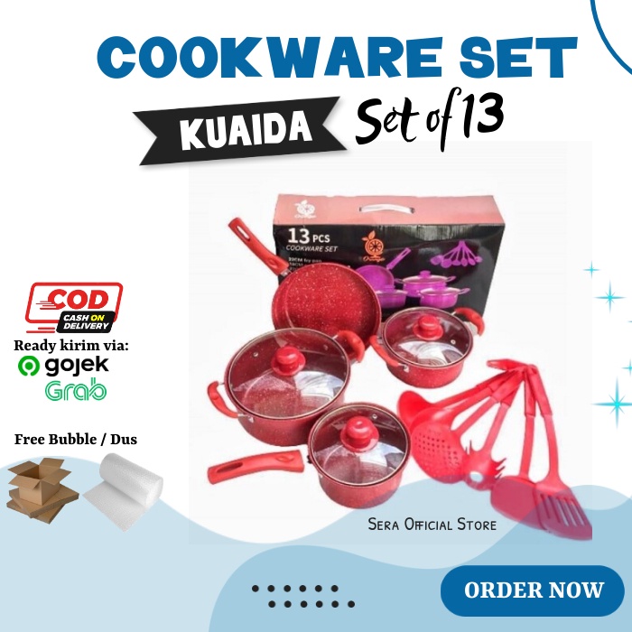 Cookware Set Kuaida Set Of 13/panci Set Marble/panci Anti Lengket/panci Viral/panci Warna