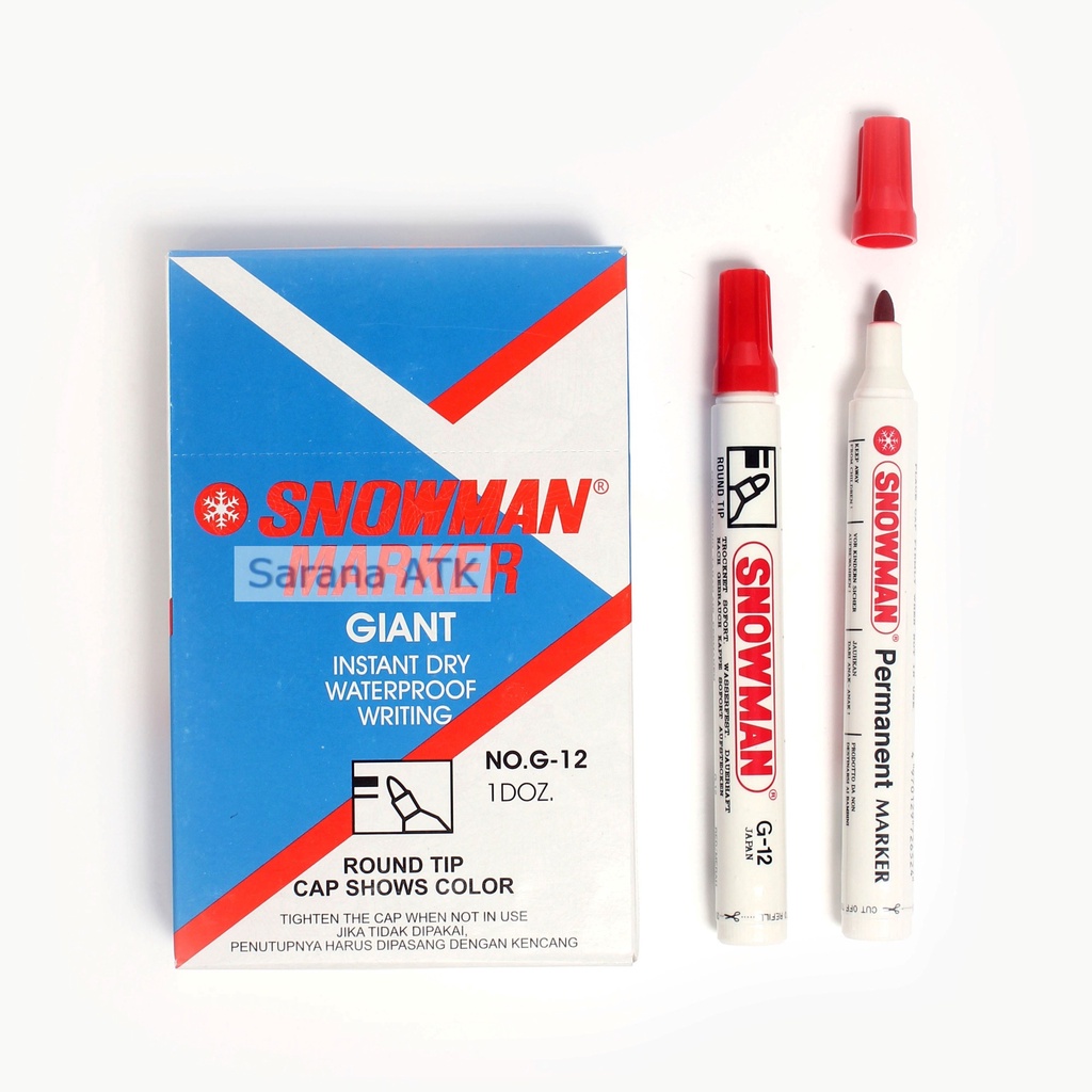 

SNOWMAN - SPIDOL PERMANENT MARKER G-12 Pcs