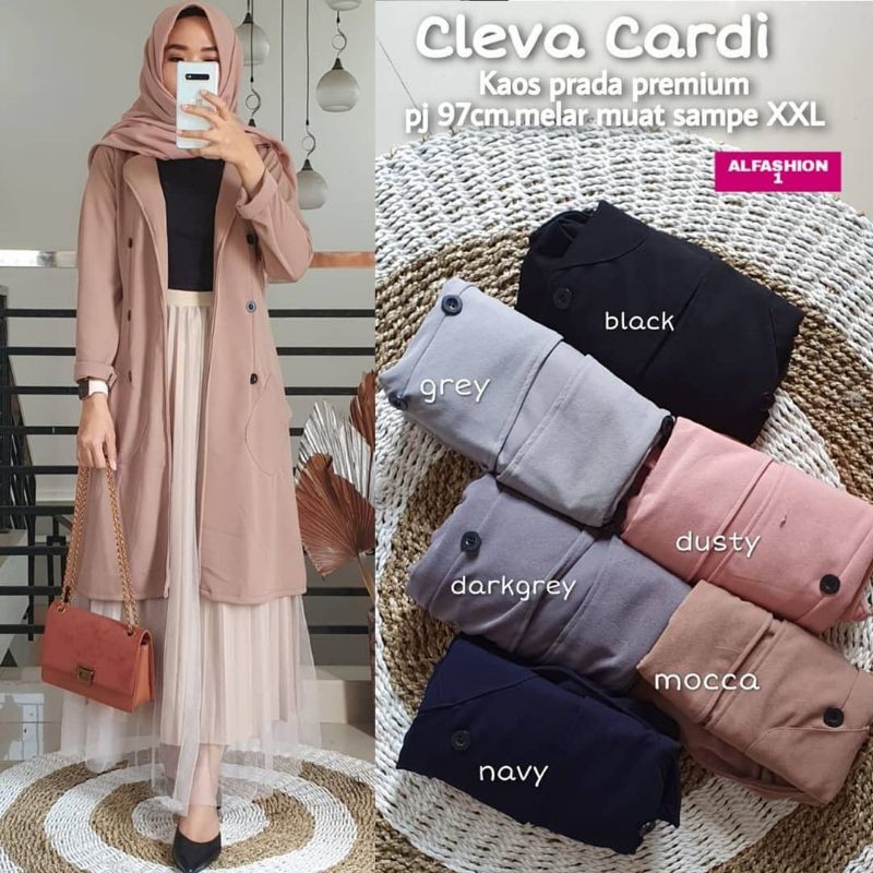 Cardigan Wanita Muslimah Kekinian Outer Cleva Cardi by Alfashion Solo-4
