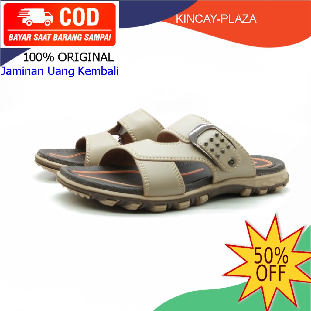 Sandal Kulit Pria Dewasa Selop Original Sendal Laki Laki Slide Casual Kasual Karet 100% Ori DUNHAM H