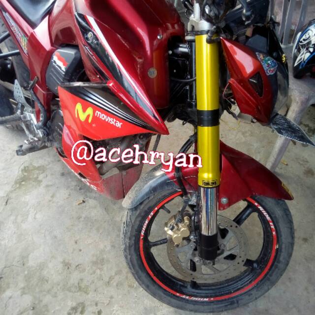 COVER SHOCK USD BISON terbaru ada lekukan + stiker OHLINS