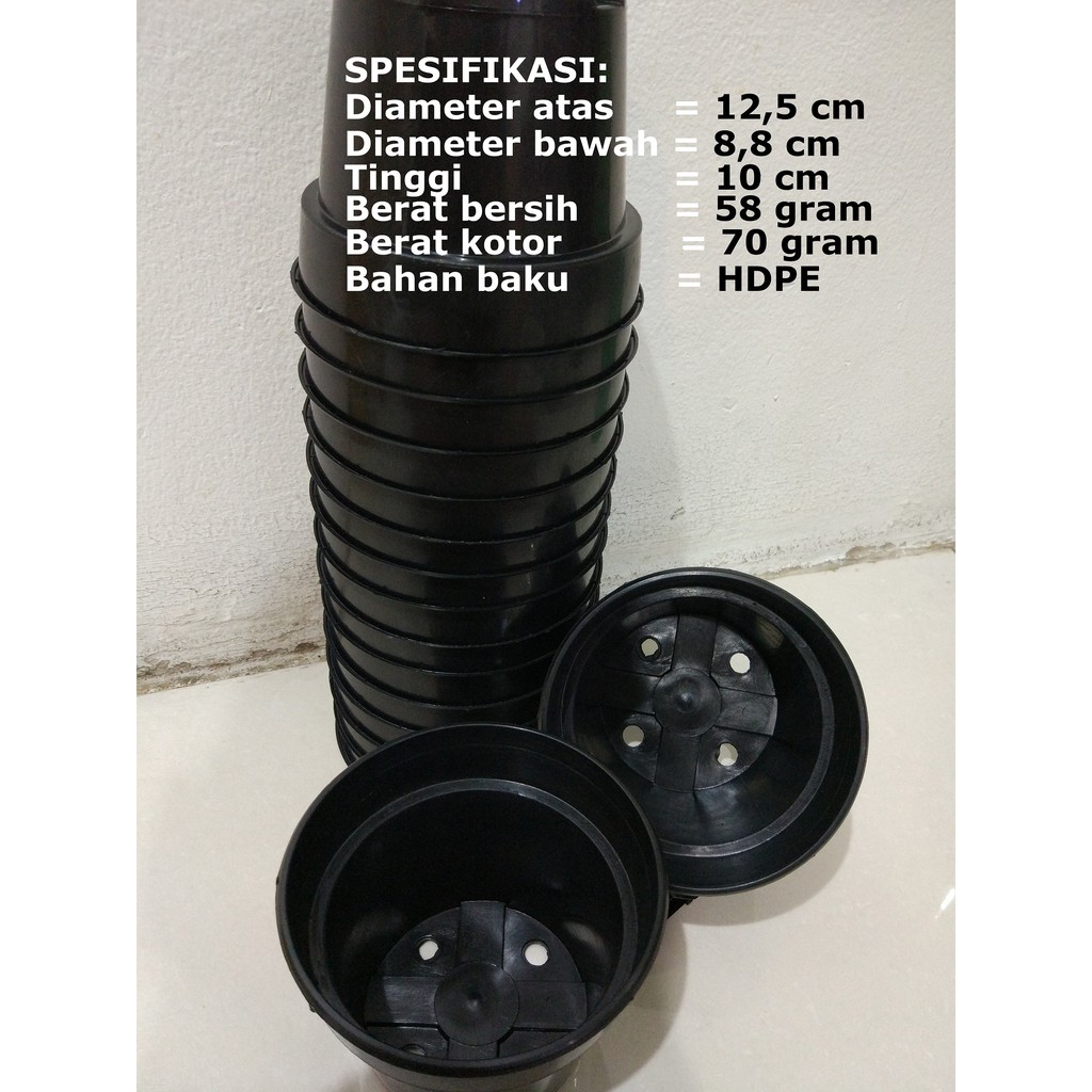 Pot Bunga Plastik Hitam / Pot Plastik / Pot Tanaman Hias 12 cm