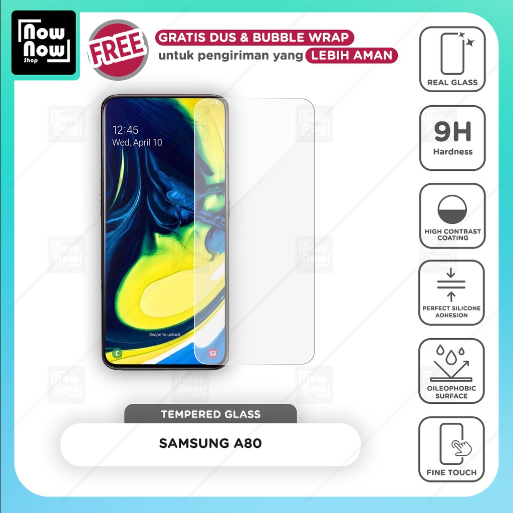 Tempered Glass Anti Gores Samsung A80 Screen Guard Protector 9H Kaca Temperglass