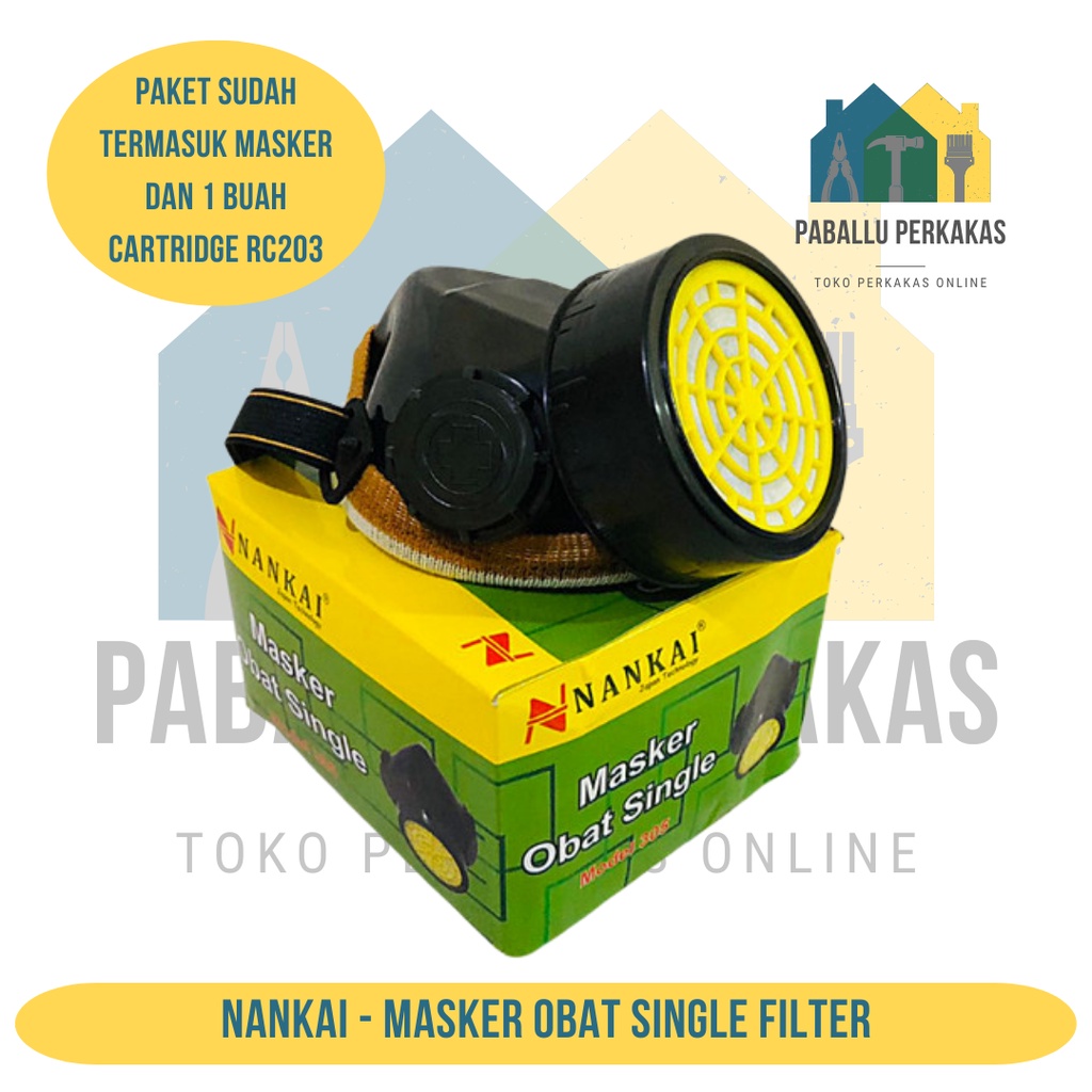 NANKAI Masker Obat Single Filter/Masker Chemical Respirator Debu Gas /  Masker Gas Respirator Filter