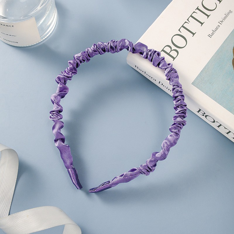 Bando Korea Kerut Wanita Aksesoris Fashion Wanita / Bandana Scrunchie Korea Aneka Warna-AR-100 #1 Ungu Tua