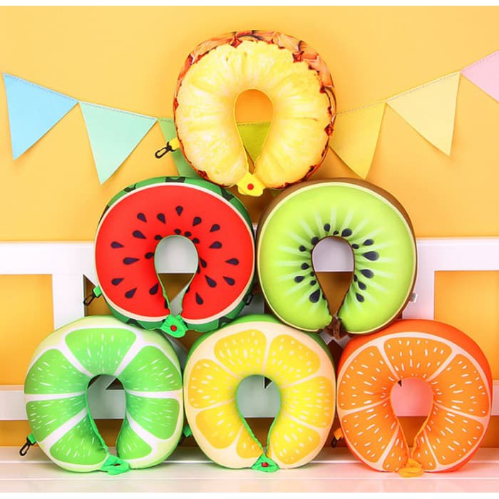 Bantal Leher Fruit Karakter-Foxty Cute Pillow Design U Relax Lembut High Quality For Travel,Home