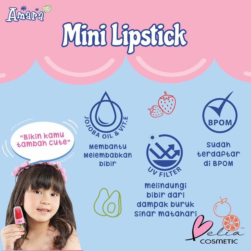 ❤ BELIA ❤ AMARA Mini Lipstick (✔️BPOM) Kosmetik untuk anak-anak by Purbasari