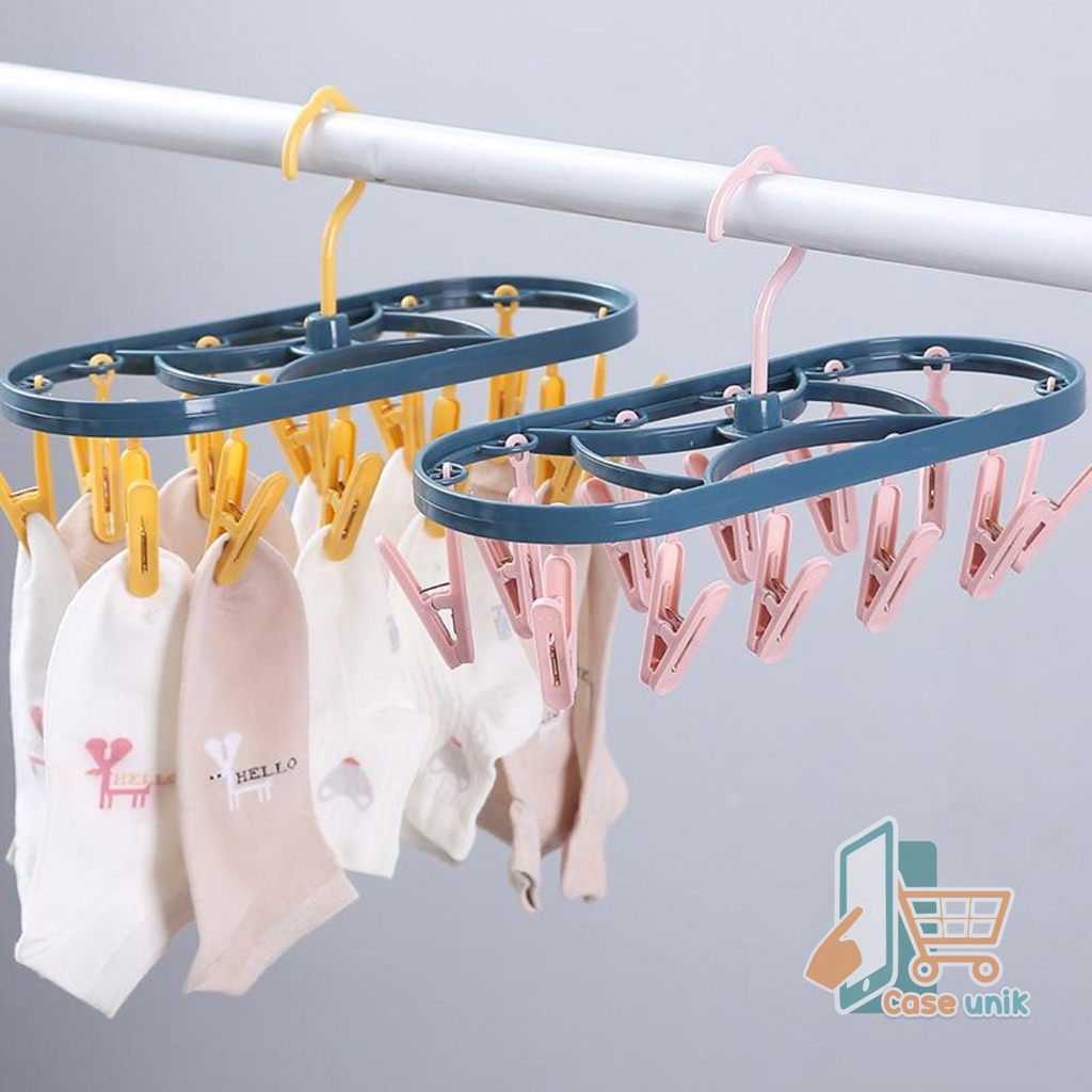 RT52 GANTUNGAN HANGER HOOK JEPIT JEPITAN JEMURAN JEMUR BAJU KAOS KAKI JEPIT 12 KLIP CS3692