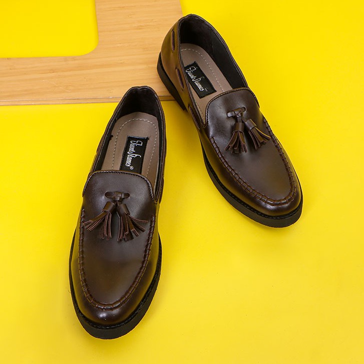 Porto Brown | Sepatu Tanpa Tali Coklat Loafers Pria Casual Kerja Formal Kantor Laki | FORIND x Giant Flames