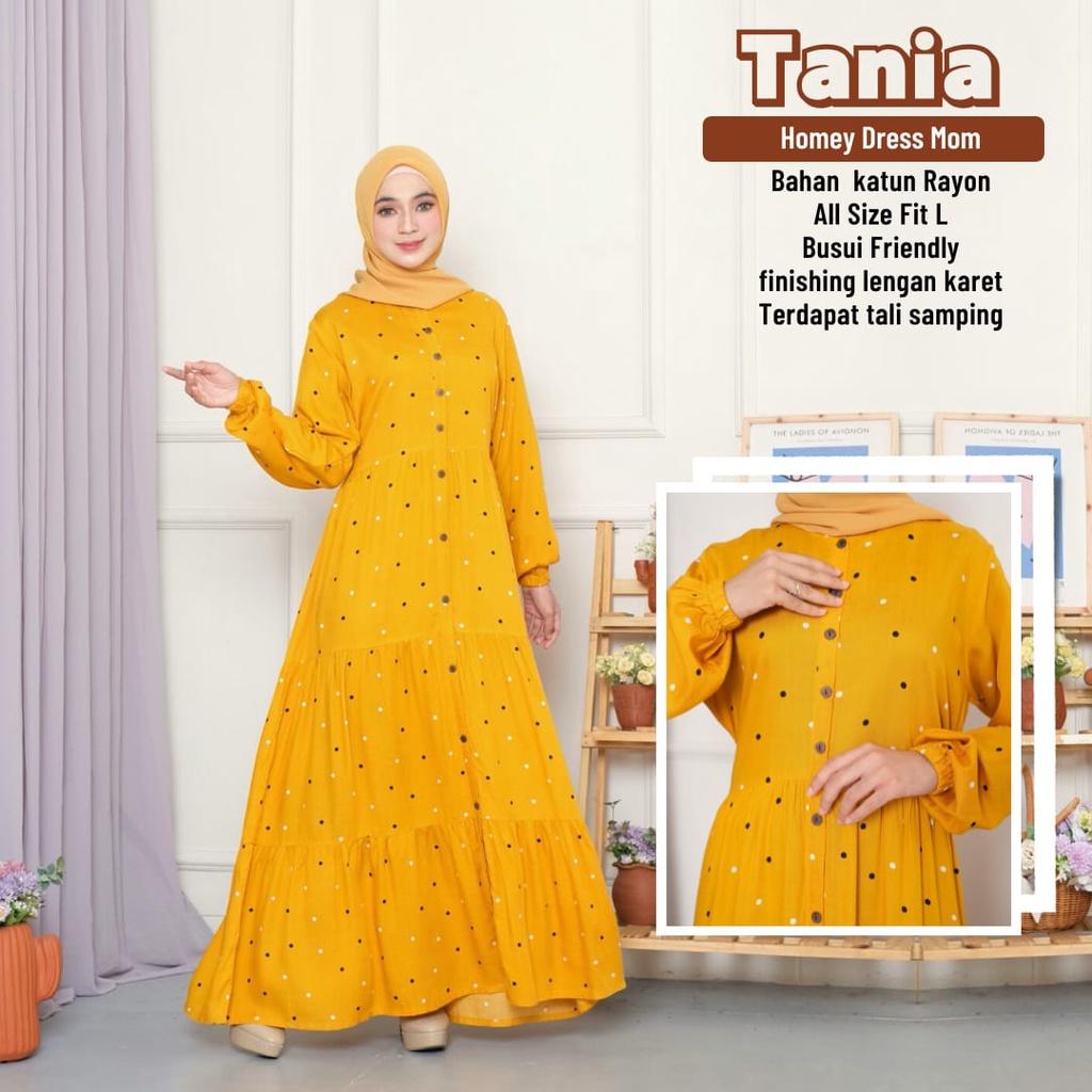 TERMURAHH!!! HOMEY DRESS GAMIS DEWASA MOTIF POLKA TANIA BAHAN KATUN RAYON PREMIUM NYAMAN DIPAKAI | BISA COD