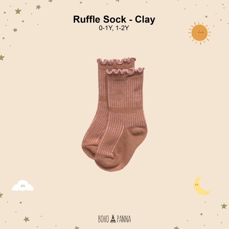 Ruffle Socks Bohopanna Polos dan x The Overtee /Kaos Kaki Bayi Anak