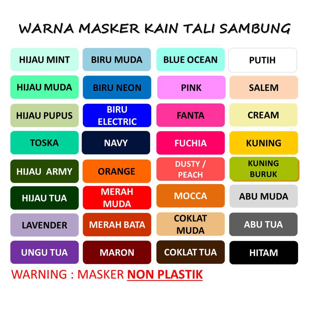 MASKER KAIN &quot;WARNA CAMPUR/PCS&quot; MURAAHH &gt;&gt;  KUALITAS T.O.P