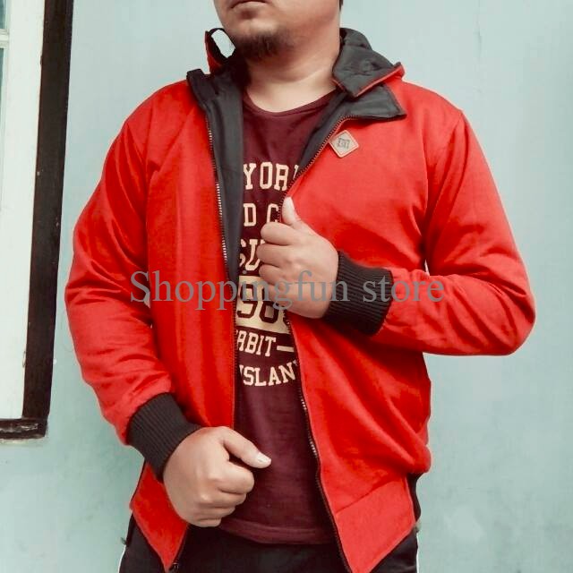 Jaket Bolak Balik / Jaket Parasit Bolak-Balik Hitam Merah/Jaket Dc