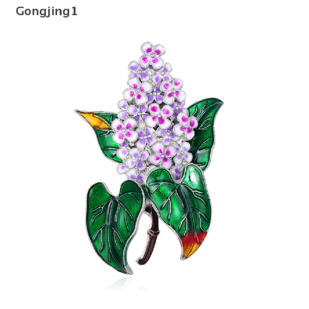 Gongjing1 Bros Pin Enamel Desain Bunga Lilac Aksesoris Wanita Untuk Pesta / Kantor