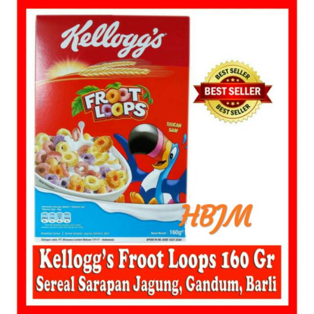 

KELLOGS FROOT LOOPS 160 GR SEREAL SARAPAN JAGUNG, GANDUM, BARLI