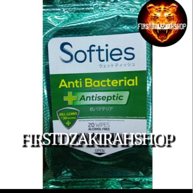 Softies Anti bacterial isi 20 tissue basah Anti bacterial