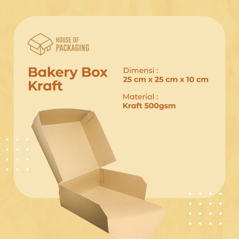 

BOX DUS KARDUS KOTAK MAKANAN ROTI KUE BOLU CHIFFON PUDDING 25x25x10cm @10pcs KRAFT 500 gsm