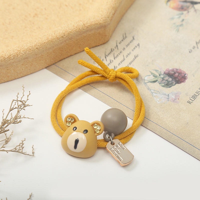MURMURE.ID | KARET IKAT RAMBUT ALA KOREA MOTIF BERUANG BEAR HAIRTIE / IKAT RAMBUT MOTIF BERUANG HA146-YELLOW