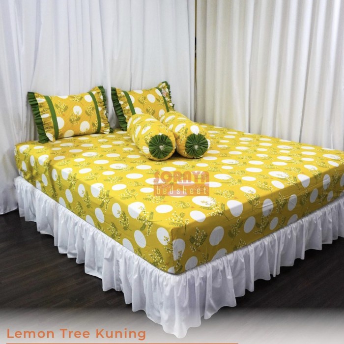 Sprei Karet Motif Lemon Tree Kuning King Size by Soraya Bedsheet