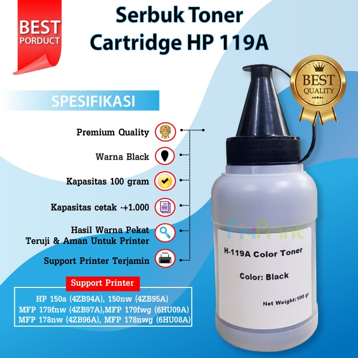 Serbuk Toner Cartridge HP 119A W2090A Printer 150a 150nw MFP 178nw 179nw 179fnw 179fwg