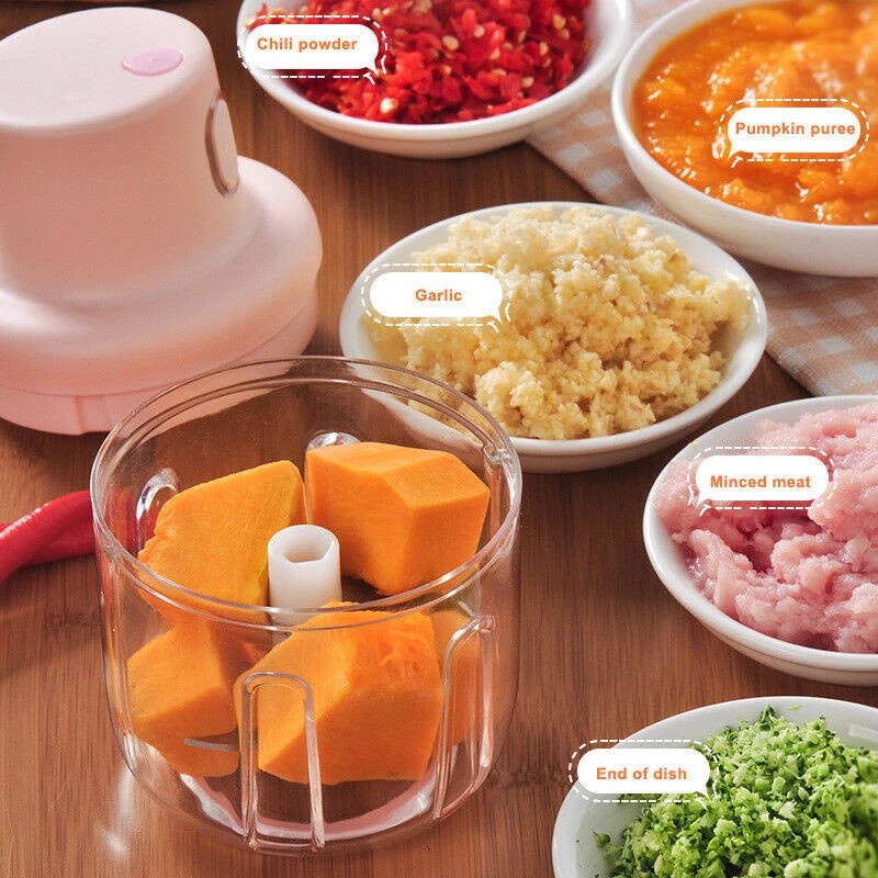 Blender Portable Alat Penggiling Pencincang Bumbu Dapur Elektrik Tanpa Kabel Mini Chopper 250ML