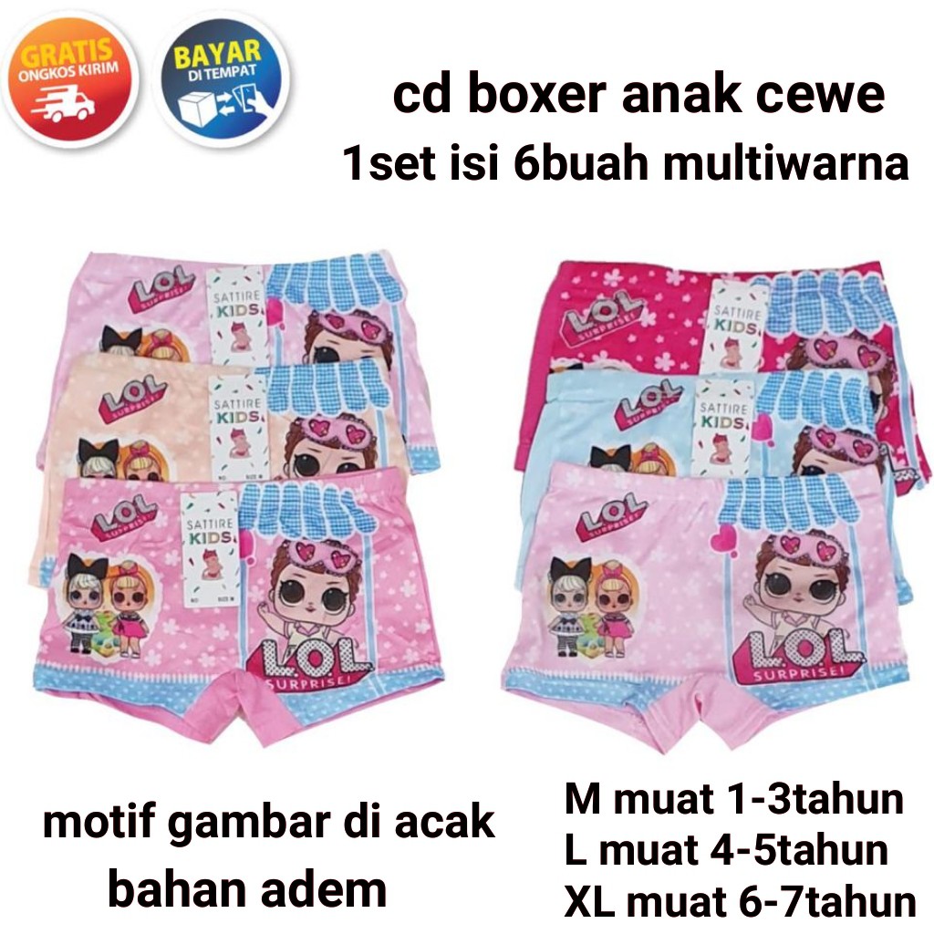 3 Pcs Celana Segi Empat Satire Kids - Celana Dalam Anak Perempuan - Random Motif / Warna